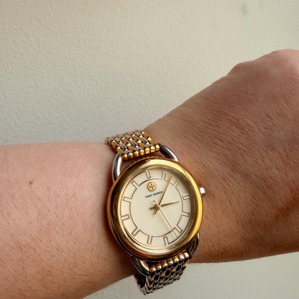 Tory Burch Two-Tone Gold and Silver Round Dial Watch